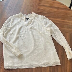 Talbots Cream Blouse with Sequin Details